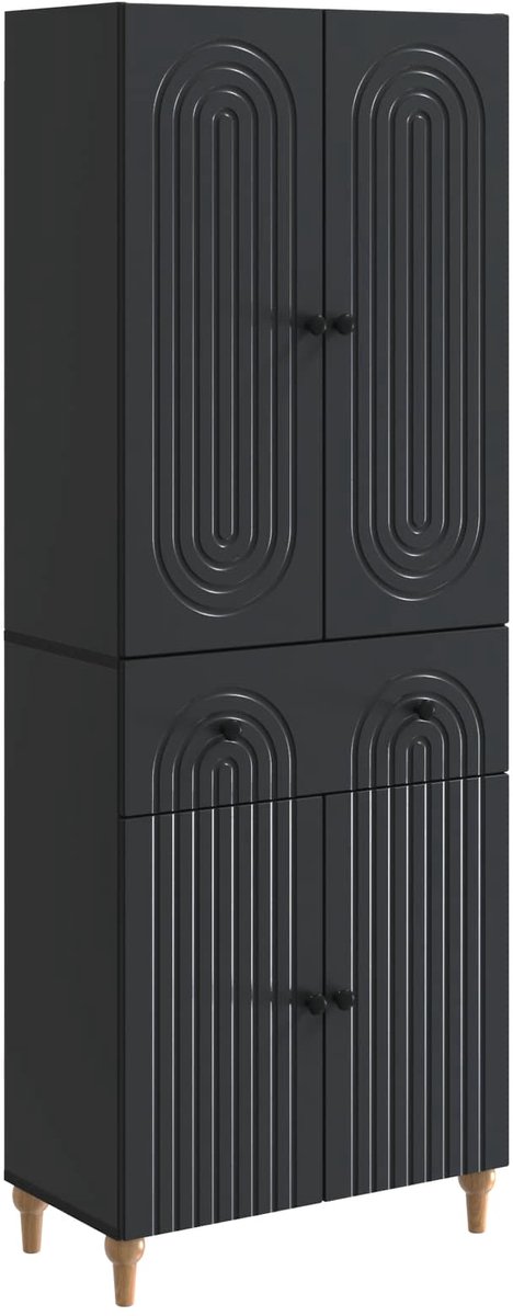 vidaXL Kast - Set - 2 - st - Zwart - Bewerkt - hout