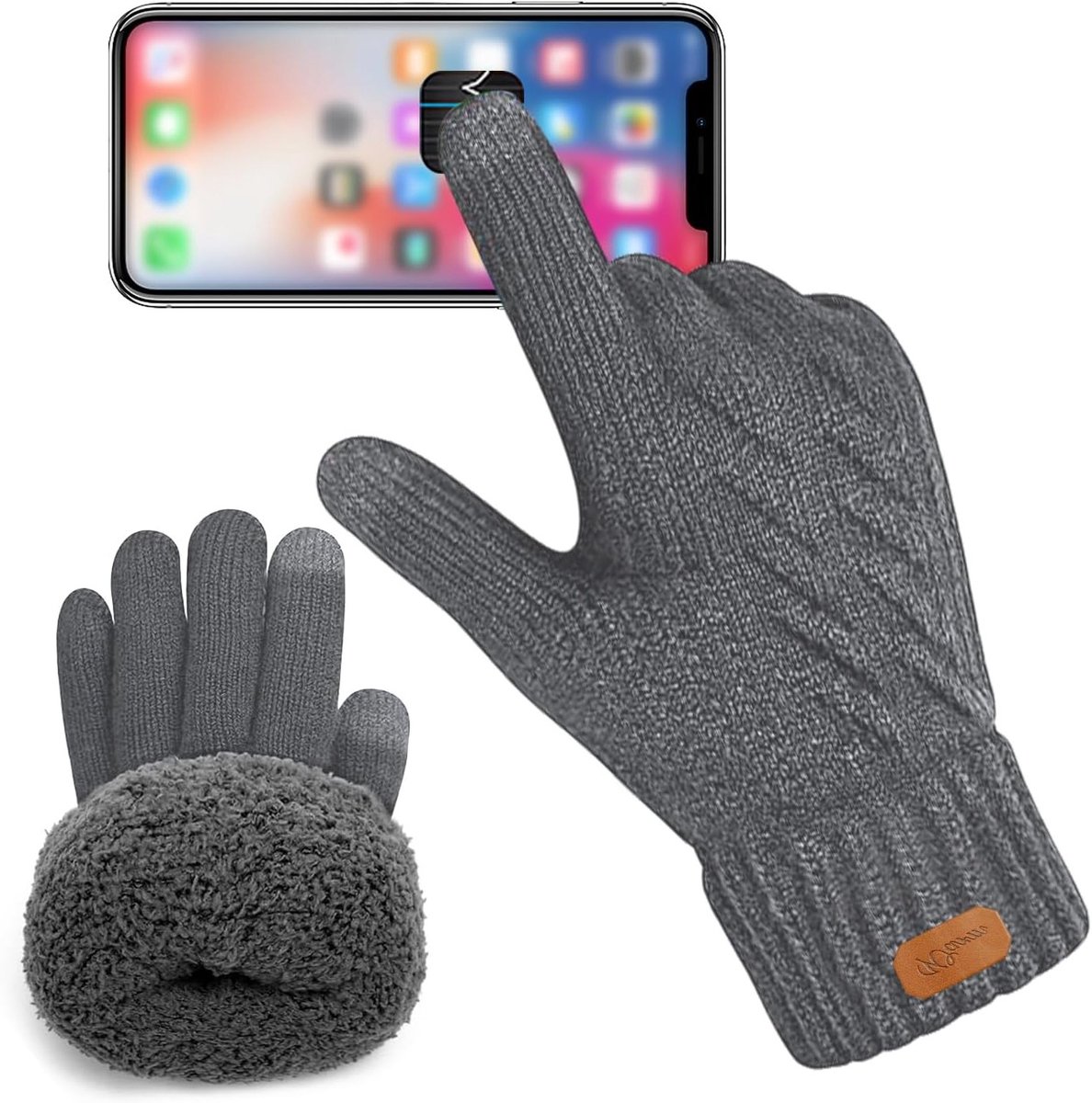 Warme fleecegevoerde winterhandschoenen voor heren en dames, touchscreen geschikt voor autorijden en buitenactiviteiten