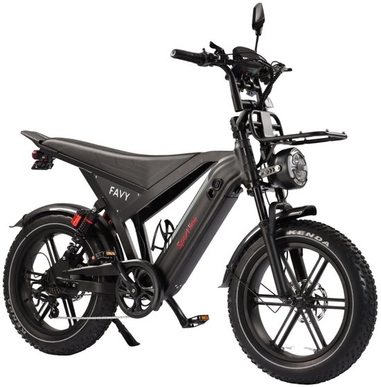FAVY Sportline GT20 elektrische fatbike 250W 65 km actieradius verlengd duozadel hydraulische schijfremmen NFC