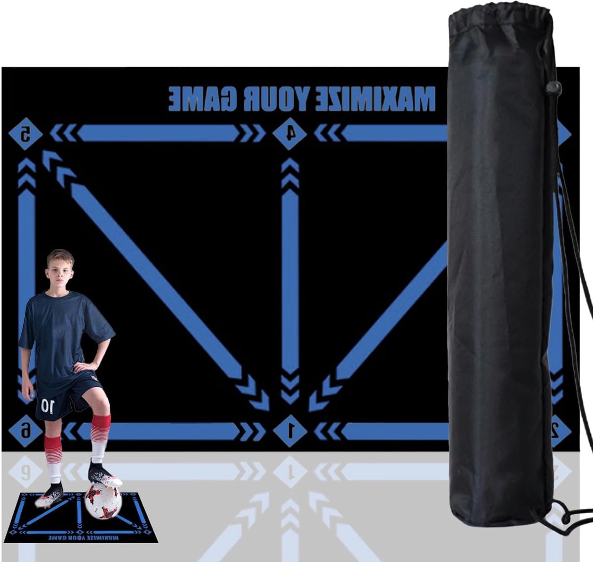 Voetbaltrainingsmat 90 x 60 cm voor oefeningen, controle en praktijk, perfect voor thuis of buiten trainen