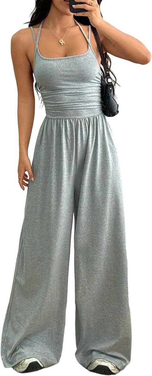Elegante Zomer Jumpsuit voor Dames met Hoge Taille en Open Rug - Perfect voor Feesten, Strand en Casual Gelegenheden