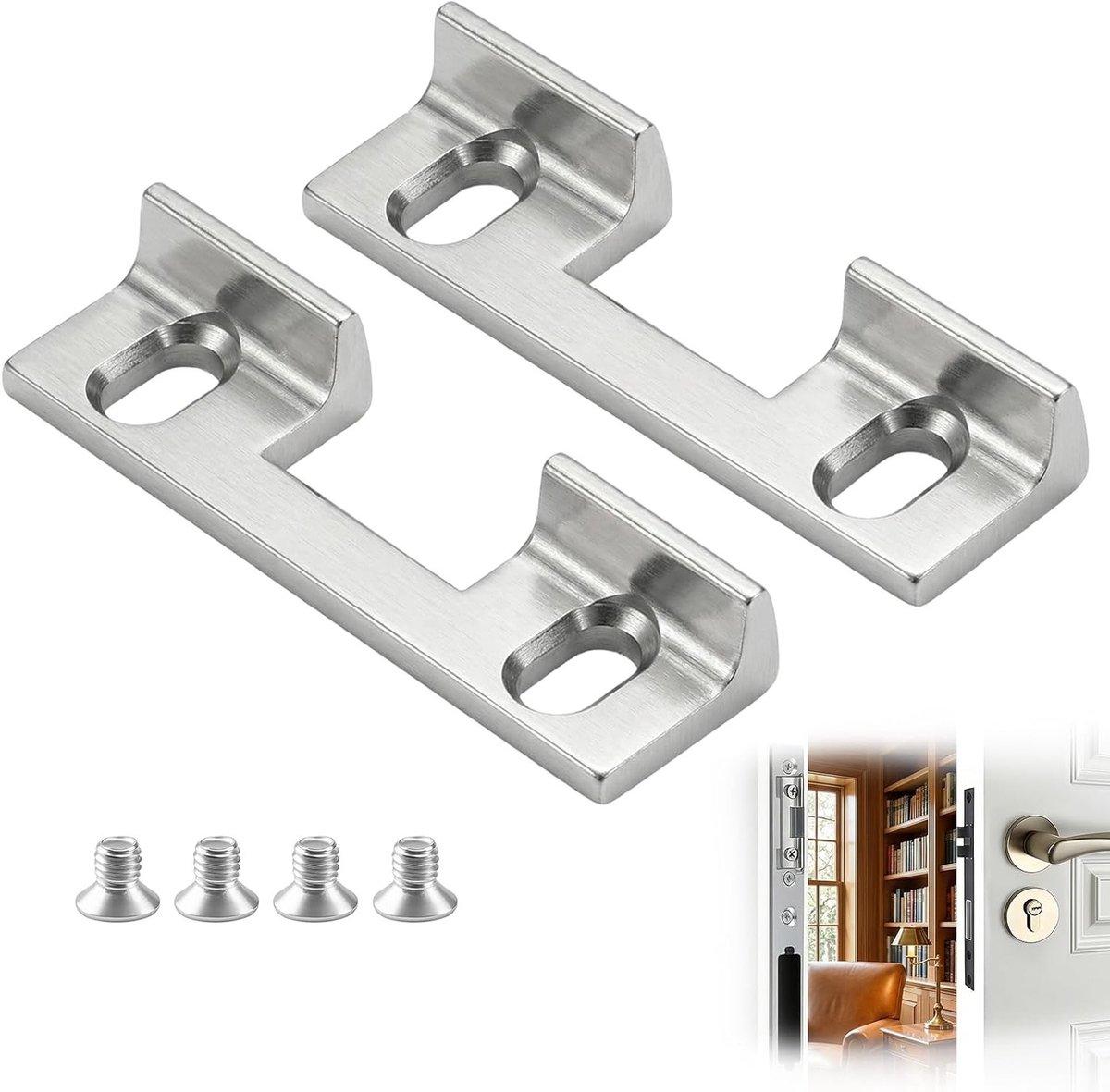 Vervangstukken voor sluitplaten 46 x 14,4 x 9 mm, verstelbare sluitplaten, gegoten zink zilver, ideaal voor deuropeners en beveiliging