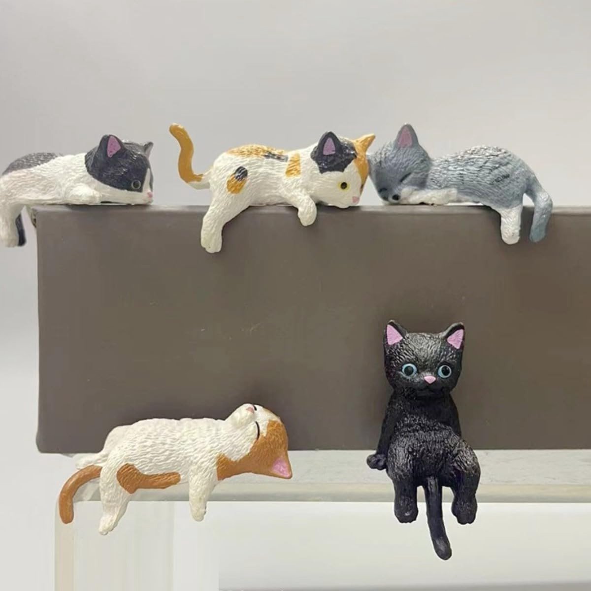 Miniatuur Kat Figuren Set van 5, Decoratieve Beelden voor Thuis, Tafel, Aquarium en Computer, Schattige Kat Ornamenten