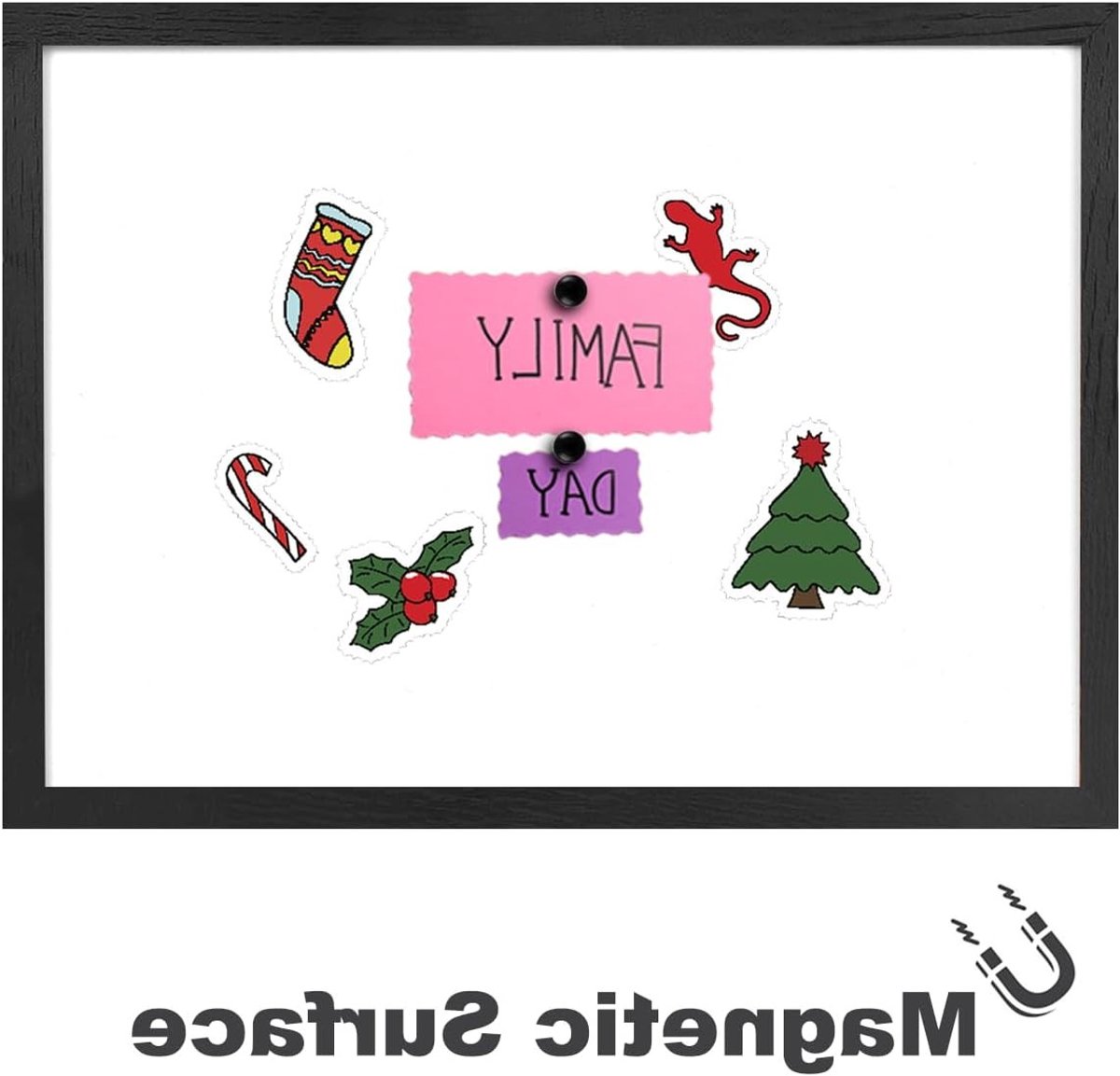 Magnetisch Whiteboard met Houten Afwerking, Zwart Houten Frame, Groot Droogafwasbaar School- en Kantoorwhiteboard voor Creatieve Projecten en Notities
