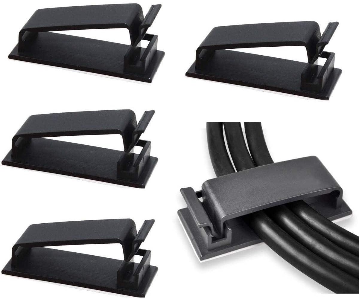 GELLDG 50 Stuks Kabelbeugel - Zelfklevende Kabelorganizer - 46x19x13mm - Antistatisch, Geschikt voor Alle Schone Oppervlakken, Bevat Meerdere Kabels - ABS Materiaal - Voor TV, PC, Laptop, Ethernet, Thuis en Kantoor