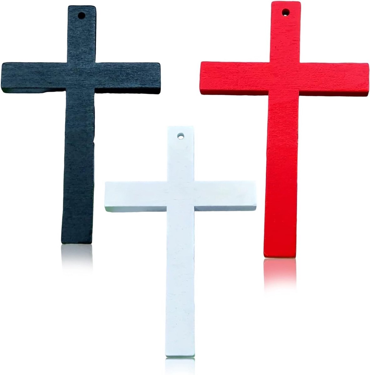 Klein decoratief houten kruis voor wandbevestiging, religieuze decoratie voor huis, doopgeschenk en Pasen, 10,5 x 6,7 cm, set van 3 stuks