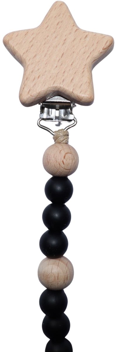 Zibbi Little Star Speenkoord Midnight Black - Luxe Siliconen Speenclip - BPA Vrij van Zibbi — afbeelding 2