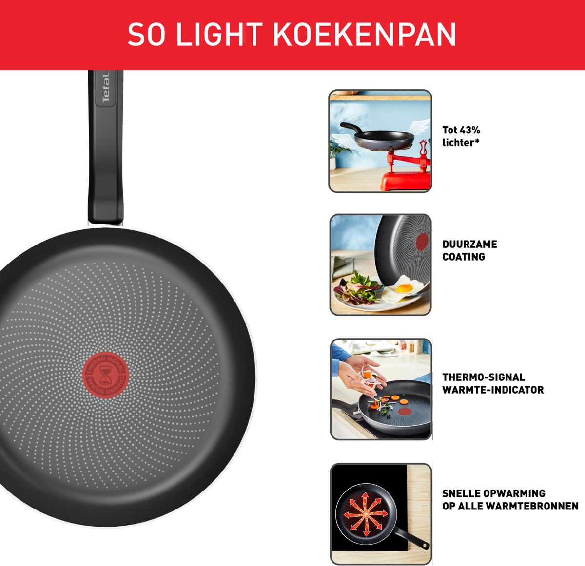 Tefal H05604 So'Light koekenpan 24 cm - inductie