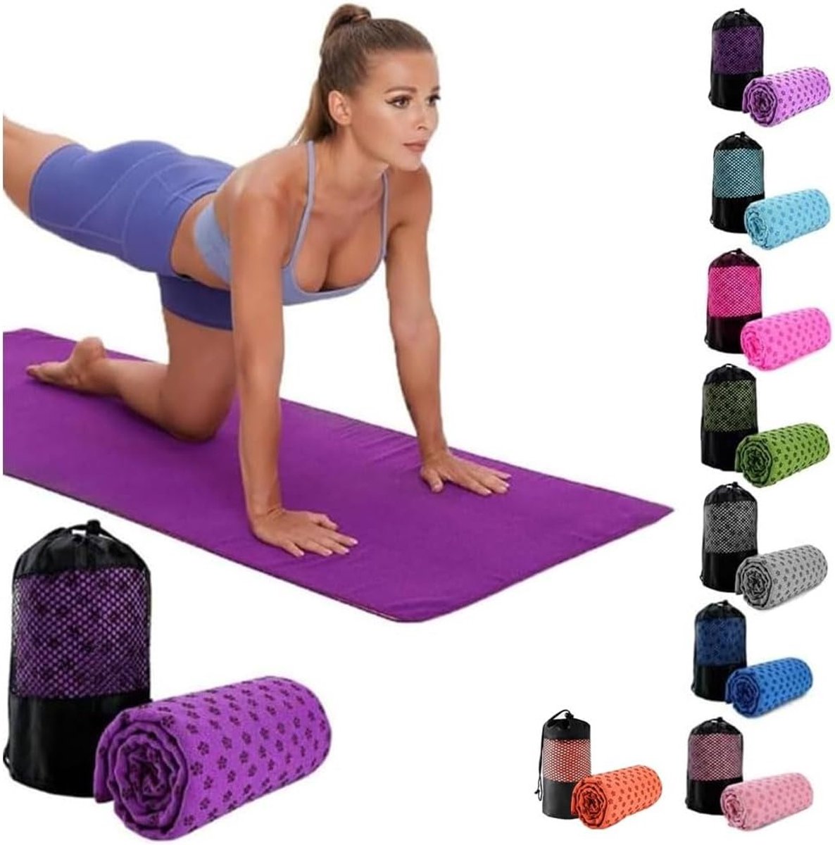 Absorberende Yoga Handdoek voor Zweet | Sneldrogend, Antislip en Ademend Microfiber | Inclusief Draagtas voor Yoga Mat