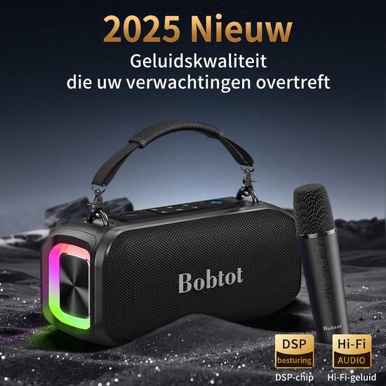Rayofi Bluetooth speaker - Party Speaker - Draagbare muziek Box - Speakers - LED verlichting - Bluetooth - Karaoke - zwart van Merkloos — afbeelding 5