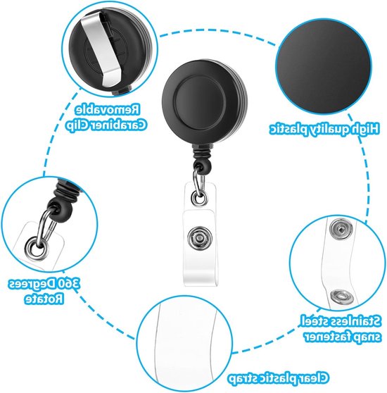 2 Stuks Transparante Badgehouder met Retractable Badge Reel, Verticale ID Kaart Houder, Zachte Plastic Kaartbeschermer voor Zorgverleners, Onderwijs en Evenementen — afbeelding 5