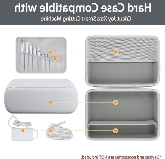 Harde Beschermcase voor Cricut Joy Xtra met Opbergtas voor Accessoires en Gereedschap, Grijs — afbeelding 3