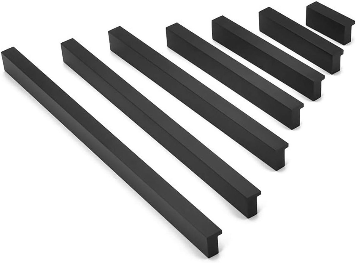 2 Stuks L 90° Kastgrepen Zwart voor Keuken- en Meubeldeuren, Aluminium, Stevig, 64mm Boorgatafstand