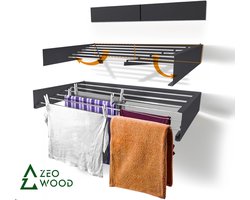 Zeo Wood® - Wanddroogrek Inklapbaar 100 cm - 6 m Drooglengte Grijs