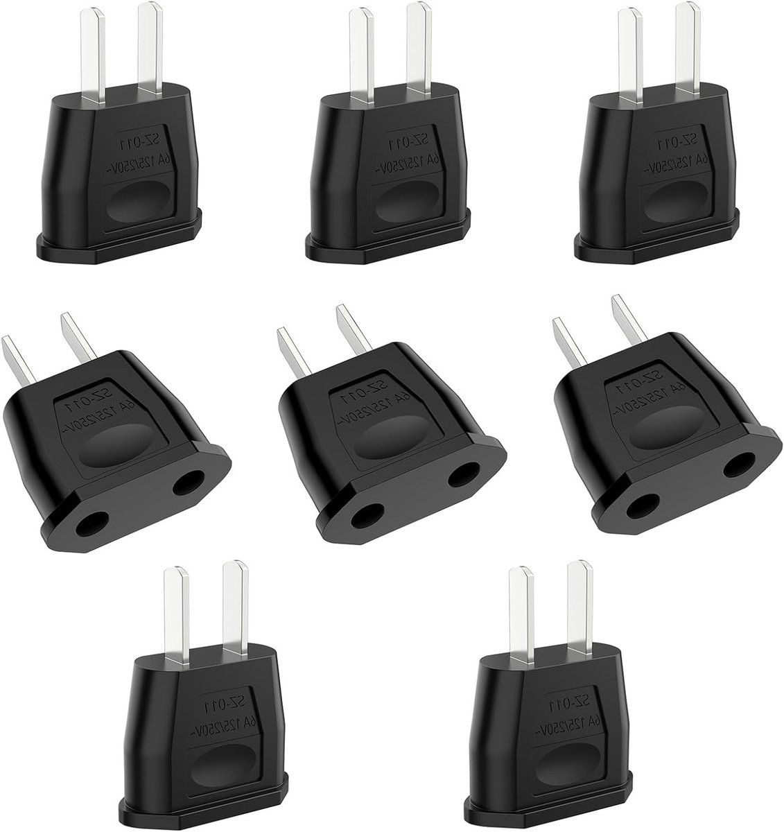 Universele EU naar US Adapter Set - 8 Stuks - Zwart - Reisaccessoires, Opladers, Elektronica