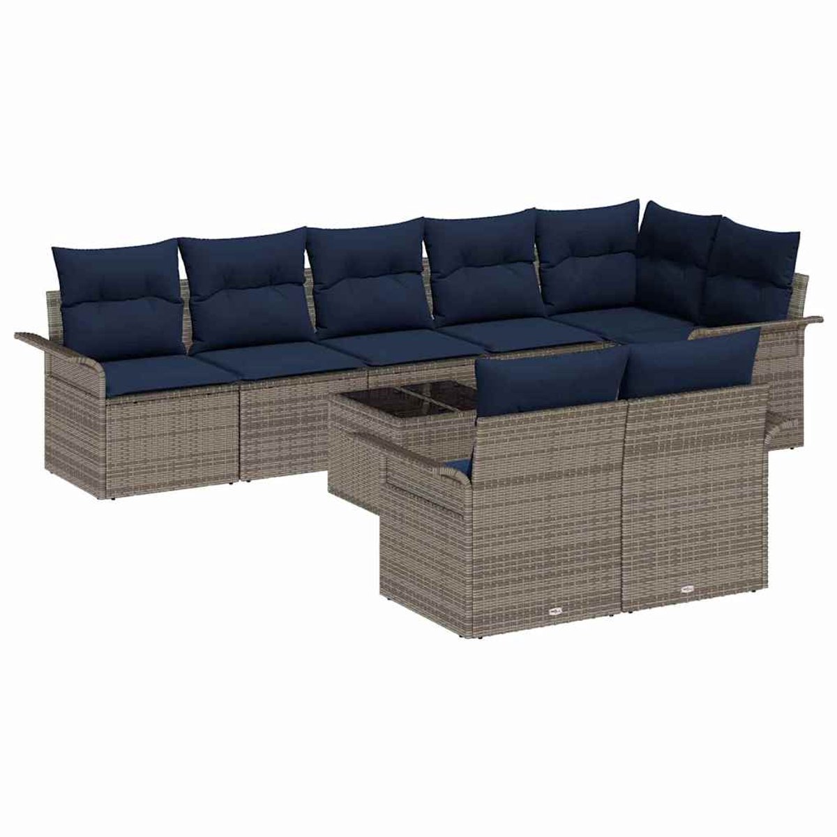 vidaXL - Tuinbank - Set - met - opslag - 9 - pcs - Grijs - poly - rattan