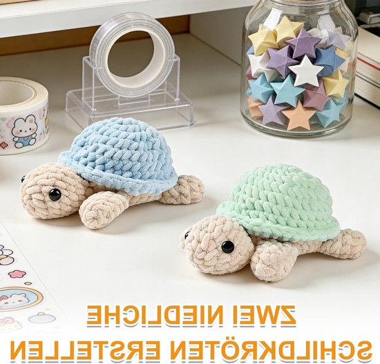 Haakset voor beginners met dierenmotief, 2-delige schildpadhaakset, inclusief instructies en garen voor volwassenen en kinderen — afbeelding 2