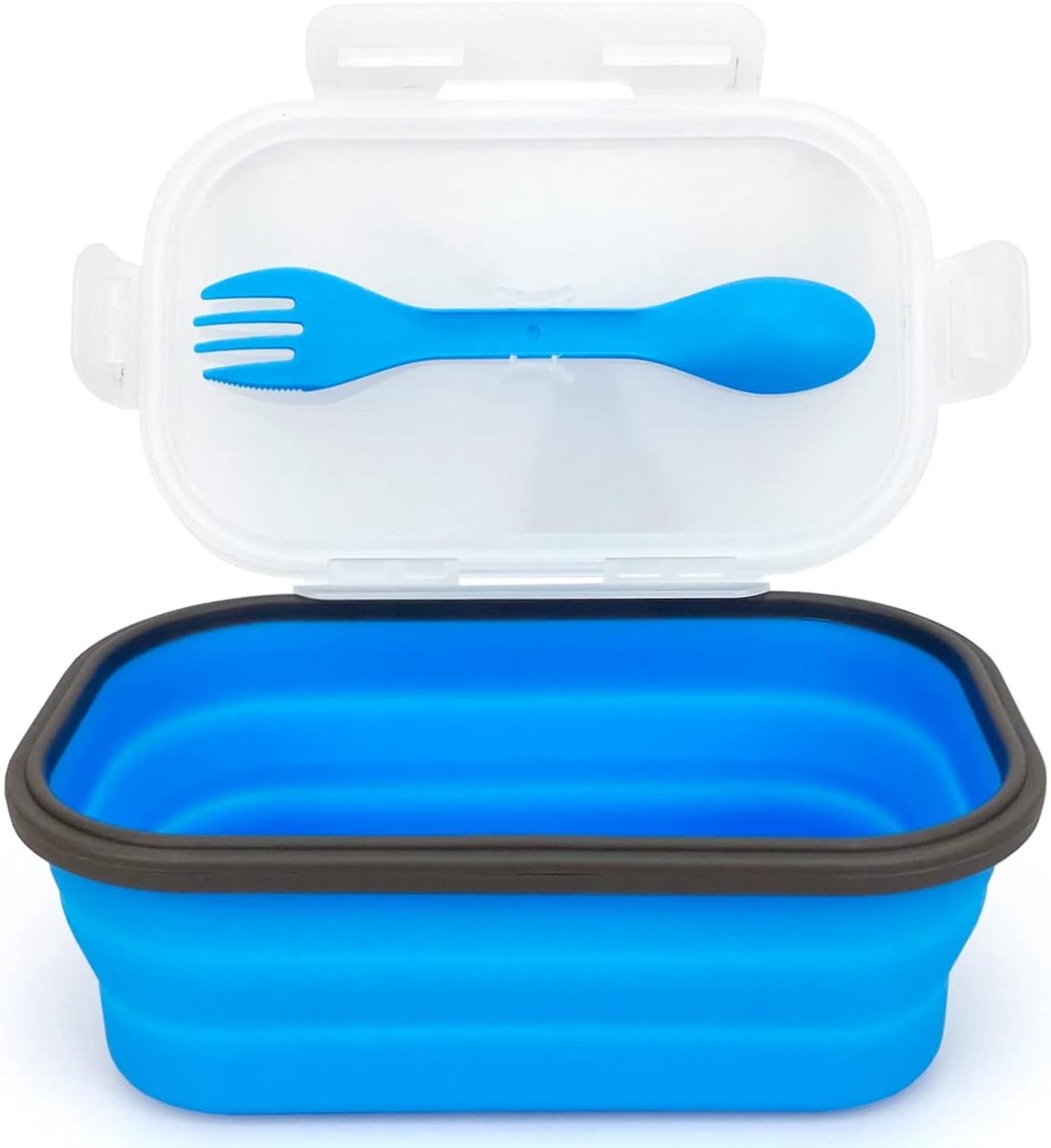 Grote opvouwbare silicone bento lunchbox van 1000ml met lekvrije deksel, ideaal voor camping en onderweg, magnetronbestendig en veelzijdig in gebruik