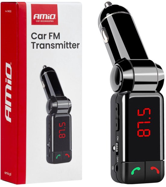 Car FM Transmitter - 2xUSB-A - 12V/24V - Bluetooth - Handsfree Bellen - Compact en Vouwbaar