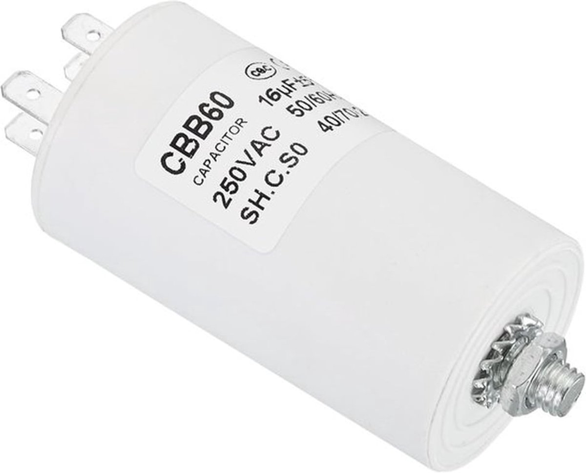 Startcondensator Cbb60 16Uf AC 450V 4-polig 50/60Hz cilinder met schroeven M8 voor wasmachine reinigingspomp ster motor