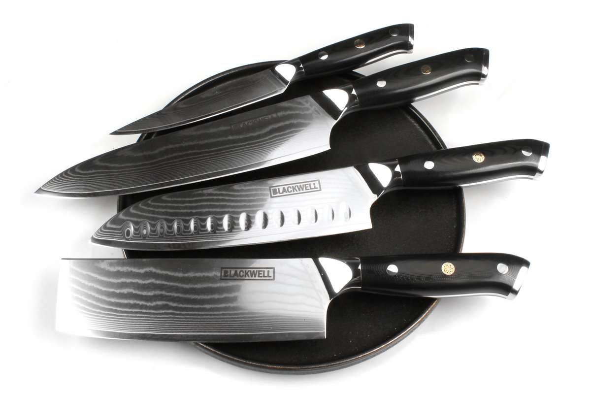 Blackwell Koksmes Damascus Zwart - 20 cm - 67 Lagen Damaststaal Met VG10 Kern - Vlijmscherp & Perfect Gebalanceerd