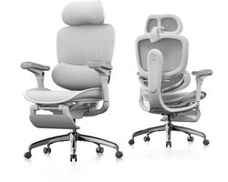 Chaise de bureau ergonomique SIHOO Doro C300 V2 - Repose-pieds - Double soutien lombaire dynamique - Accoudoirs coordonnés 8D - Réglable pour le travail et le gaming - Blanc