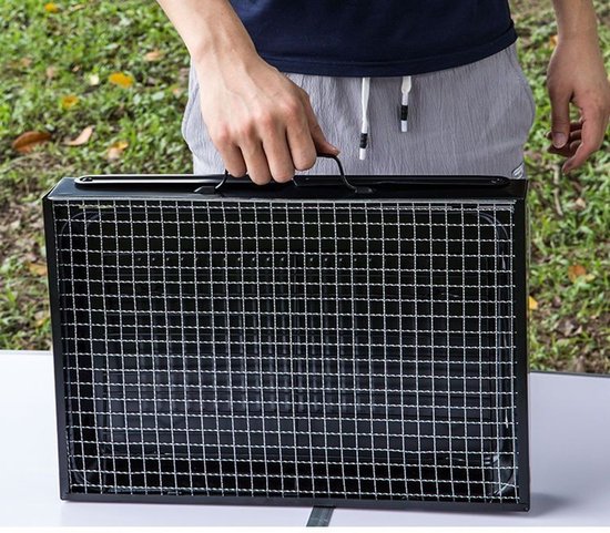 Draagbare houtskoolbarbecue - Geschikt voor 5–7 personen - Middelgroot - Opvouwbaar - Gemakkelijk mee te nemen - Ideaal voor picknicks, op reis, op het terras of bij het kamperen in de tuin - 43 x 29 x 23 cm van Merkloos — afbeelding 3