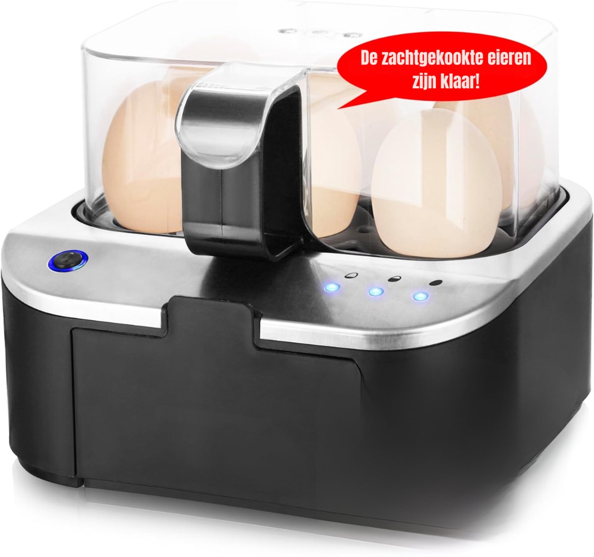 YOR® Eierkoker electrisch - Eierkoker - Eierkoker met timer - Roestvrij Staal -Zilver- 19cm x 18cm x 15cm; 1.1 kg