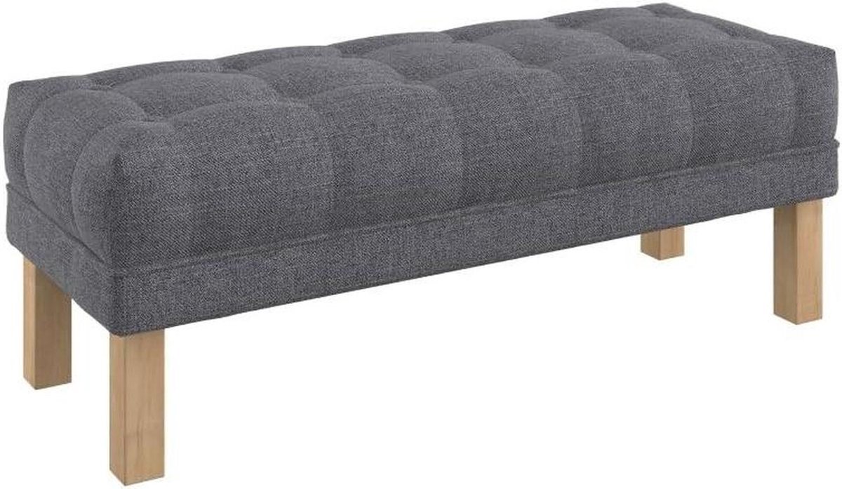 Gestoffeerde Bank - Voetenbankje Zithoek - Extra Zitplaats - Knooptufting Design - 120 cm Breed - Naturel Grijs