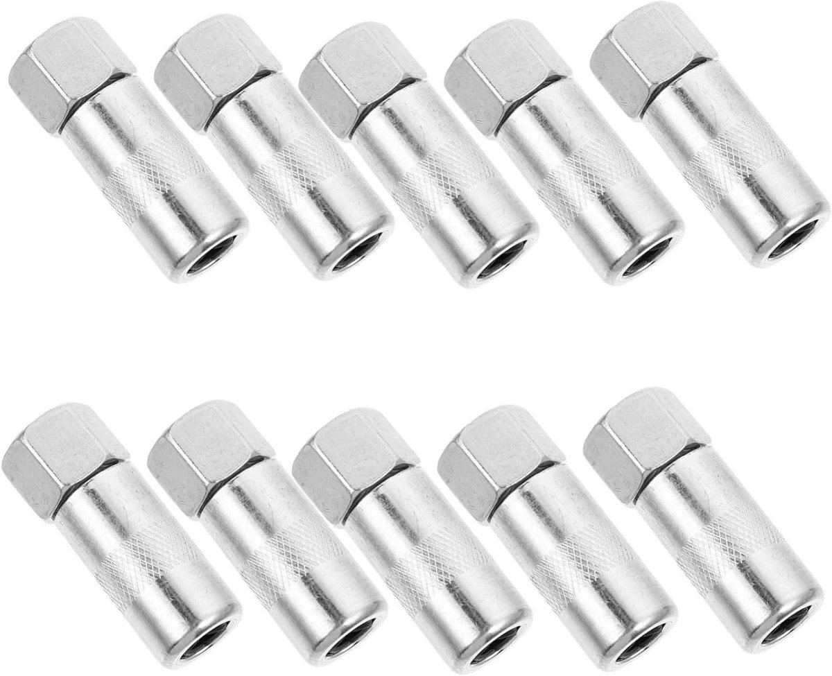 Vetspuitmondset - Vetnippels - Onderhoud Voertuig - Universele Fitting - 10 Stuks - Zilver