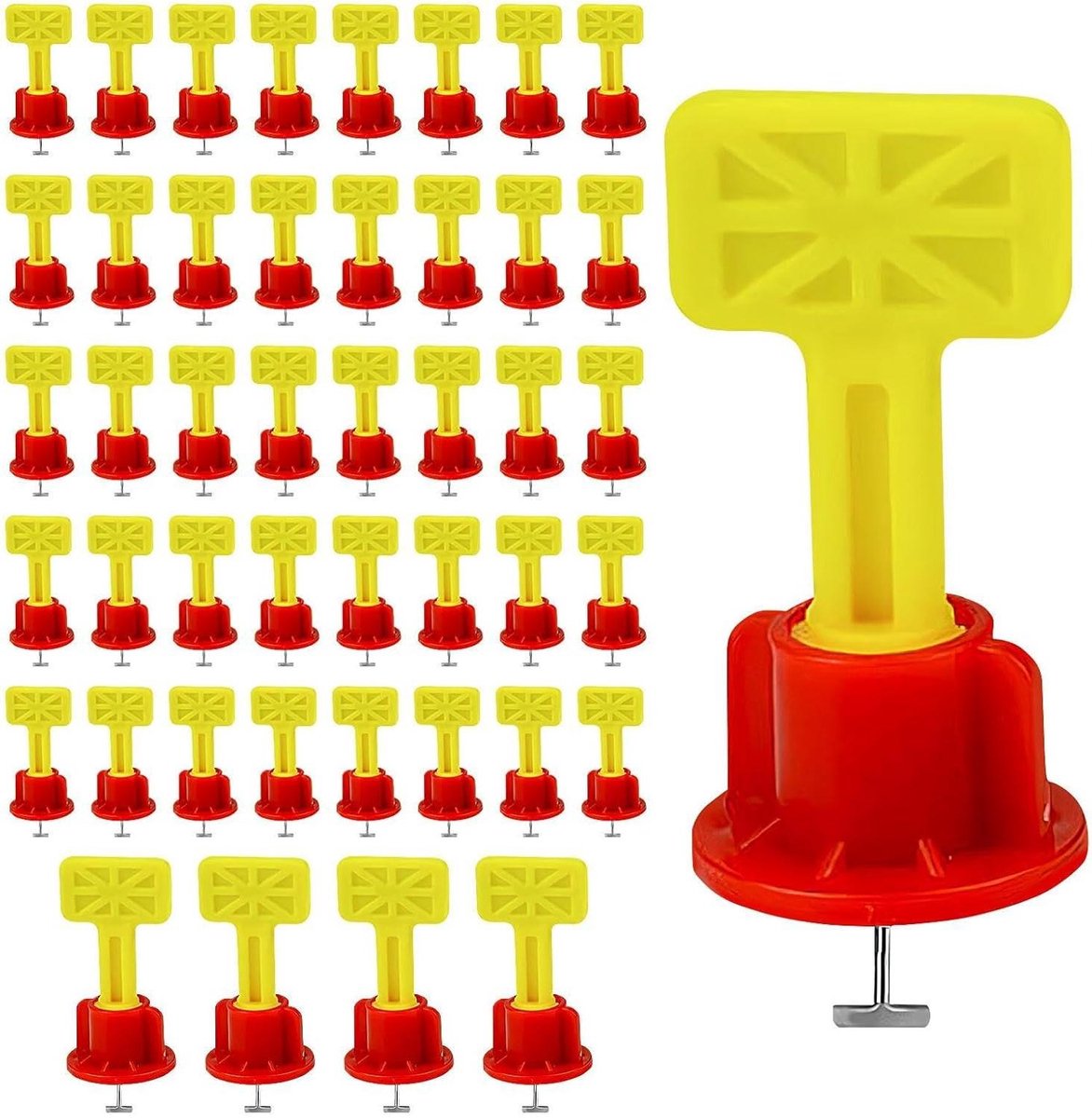 Tegel Leveler Tool - Tegel Systeem - Vlakke Tegels Leggen - Efficiënte Installatie - 45 Stuks - Grijs