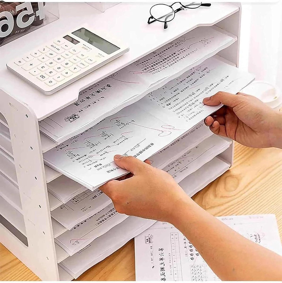 Bureau organizer - Documentenhouder - Werkruimte ordenen - 7-laags ontwerp - A3 A4 formaat - Wit
