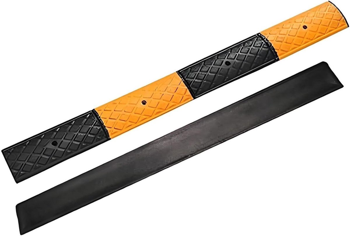 Mini Verkeersdrempel - Veiligheidshelling Rubber - Verkeer Remmen - Hoge Zichtbaarheid Ontwerp - 100 cm Lang - Zwart Geel