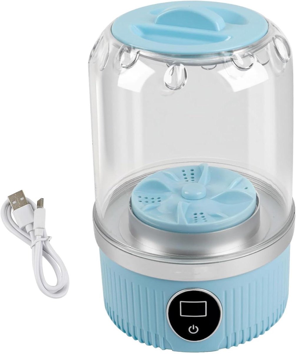 Mini Was Machine Draagbaar Compact Kleine Was Oplaadbaar Draadloos 1 Liter Blauw
