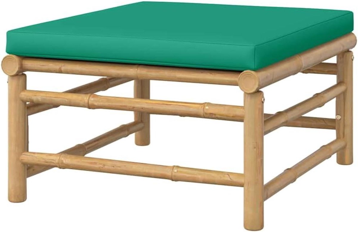 Tuinvoetenbank - Poef Hocker - Buiten Ontspannen - Duurzaam Bamboe - 55x65x30 cm - Groen