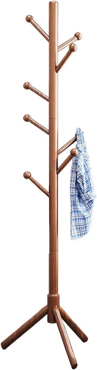 Houten Kapstok - Garderobestand - Ruimte Organiseren - Met 8 Haken - 172 cm Hoog - Walnoot