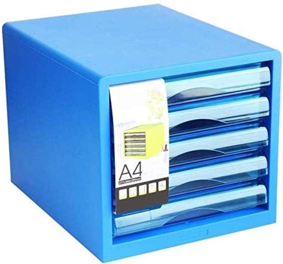 Dossierkast Bureau - Opberger Lade - Bureau Organiseren - Ingebouwde Handgreep - 27x34x26 cm - Wit Blauw Groen