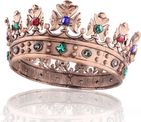 Kroon met Barokke Koninklijke Stijl voor Mannen - Haaraccessoires voor Cosplay en Prom - Metaal - Medium