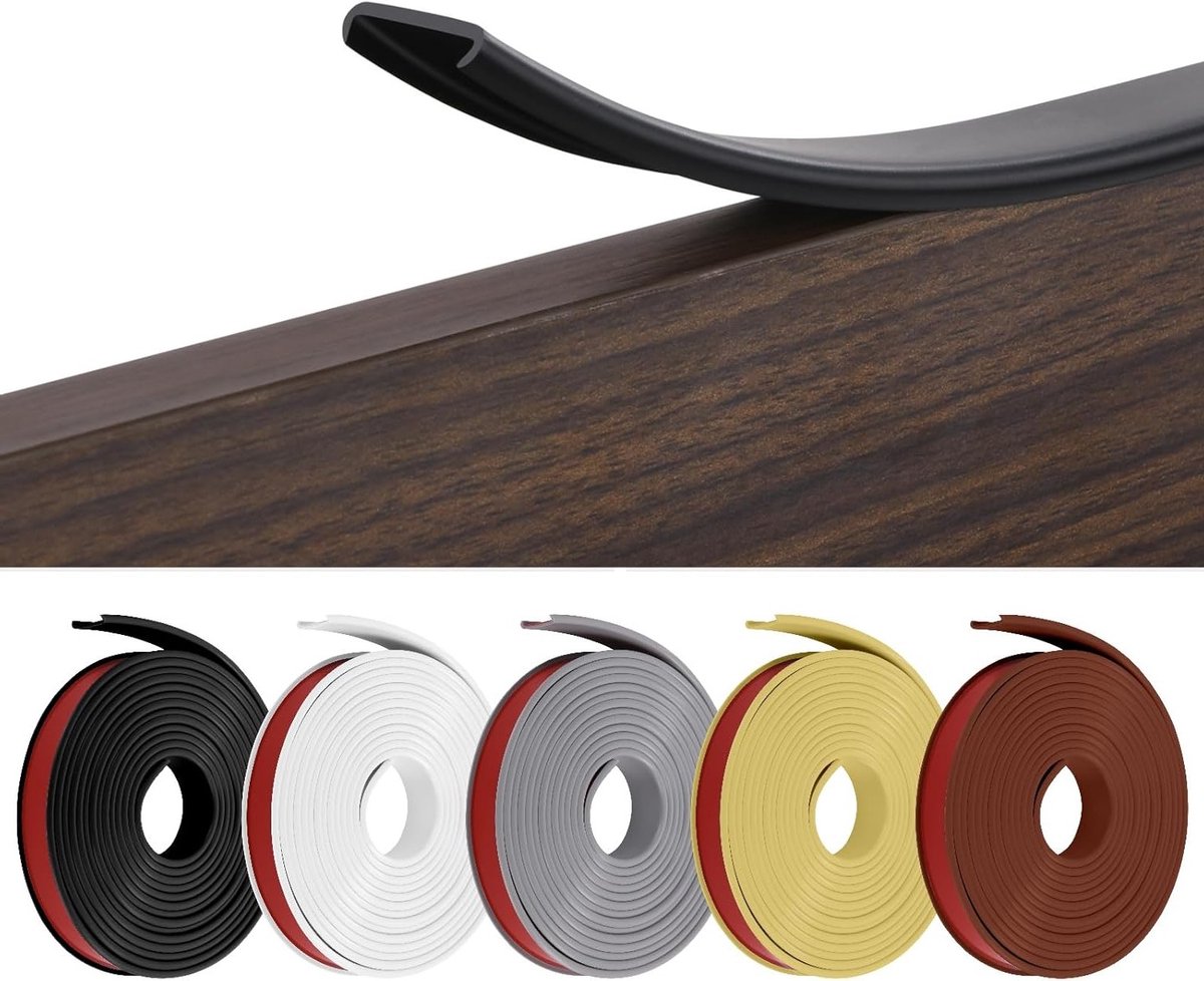 Zelfklevende Meubelrand U-Vormig 5 m × 12 mm Flexibele Hoekbescherming voor Bureau, Kasten en Werkbladen