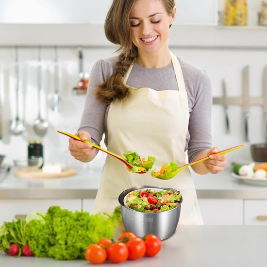Slacentrifuge Groot - Groente Droger - Salades Maken - Roestvrij Staal - 5 Liter - Zilver — afbeelding 3