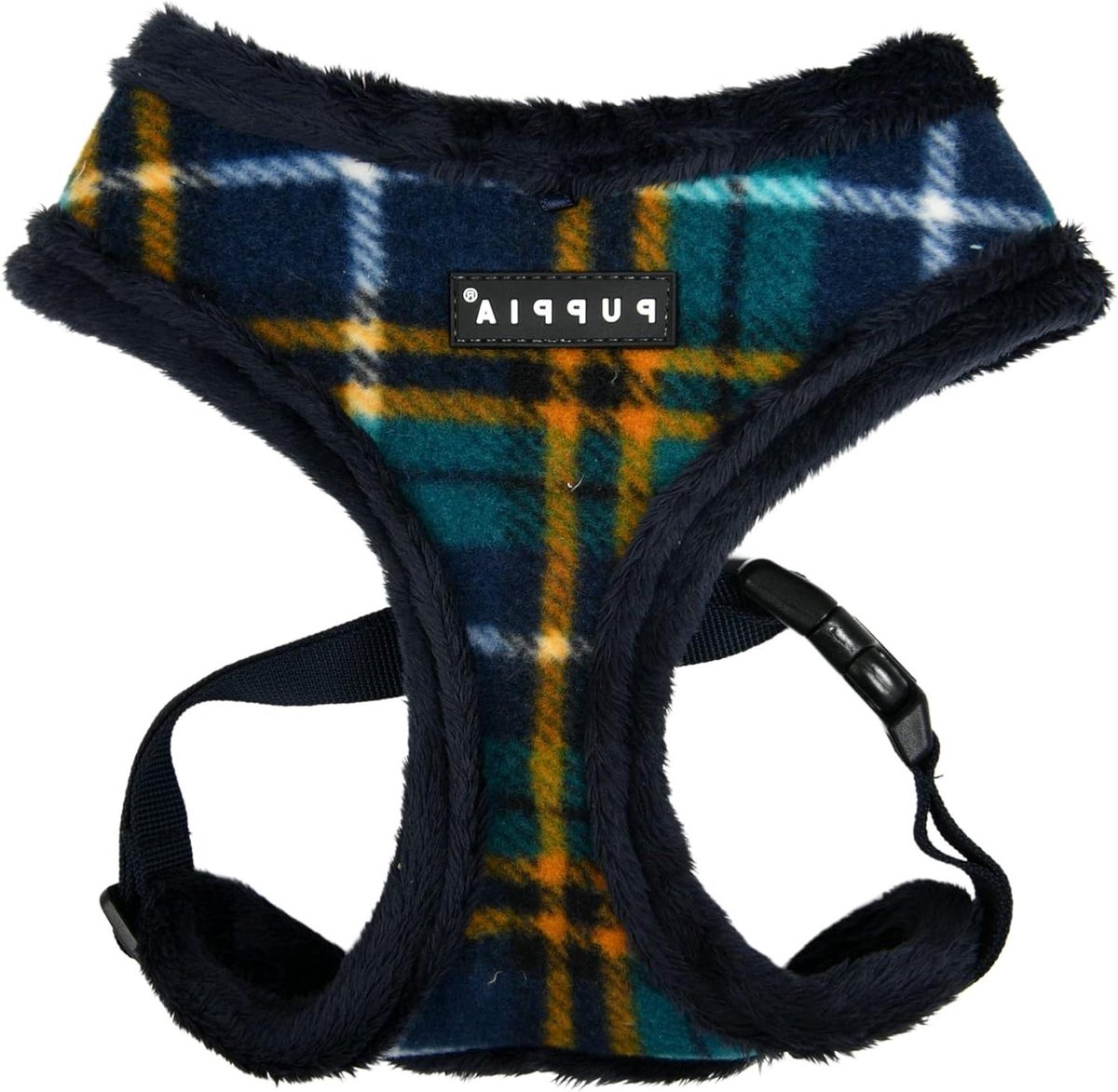 Hondentuig Warm - Winter Harness - Comfortabele Wandeling - Geruit Patroon - Maat L - Marineblauw