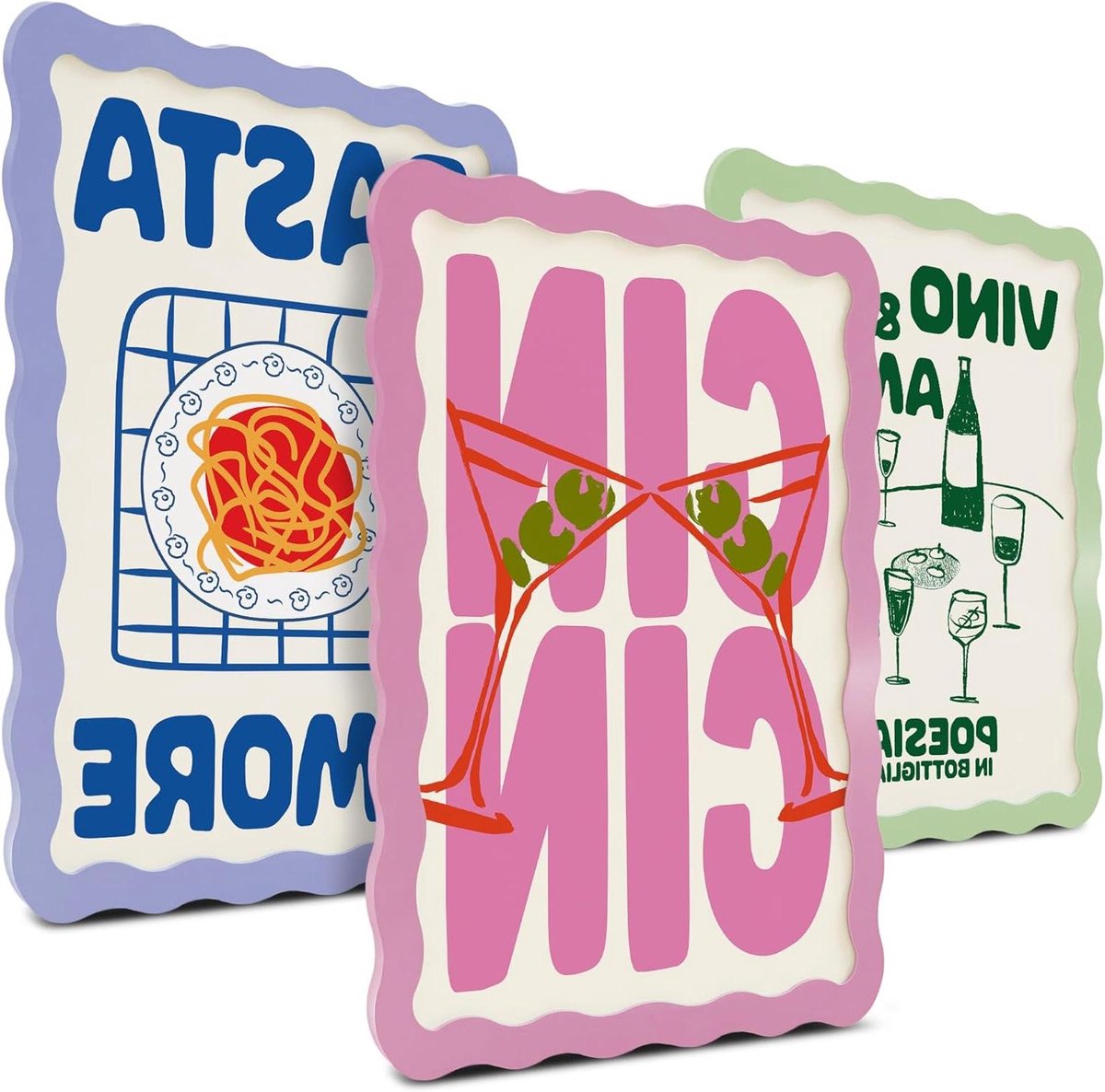 Keukenposterset - Wanddecoratie Keuken - Keuken Decoreren - Cin Amore Design - 3x DIN A4 - Multicolor