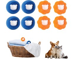 8 stuks anti-haren ballen, wasmachine, anti-haren wasmachine, vanger, herbruikbare epilator voor dieren (oranje + blauw)