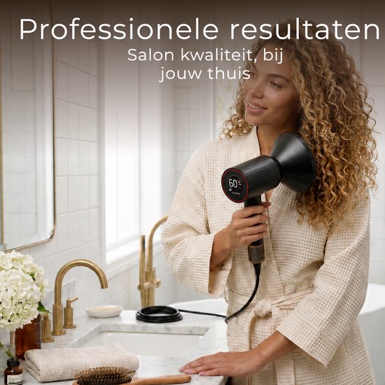Wellshine Föhn met Diffuser - Ionische Haardroger voor Krullen & Stijl - Haarföhn - Reisföhn - Coolshot - 3 Standen - Föhn met Borstel - Incl. 4 Opzetstukken - Sèche Cheveux - Hairdryer - 1100W