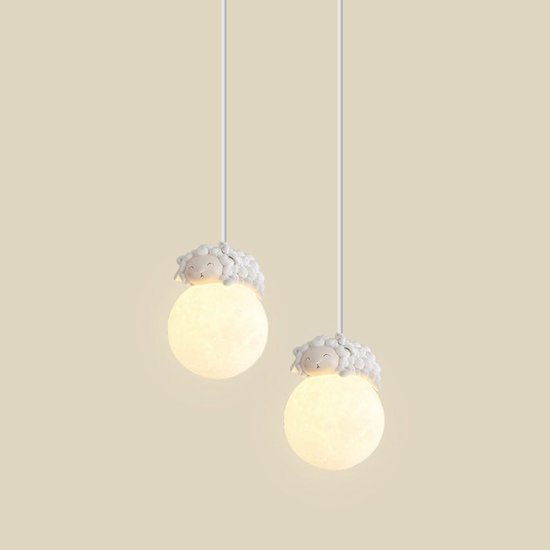 Hanglamp Kinderkamer - Maanlamp Kinderen - Sfeerverlichting Creëren - Creatief Cartoon Design - 15 cm Breed - Wit — afbeelding 5