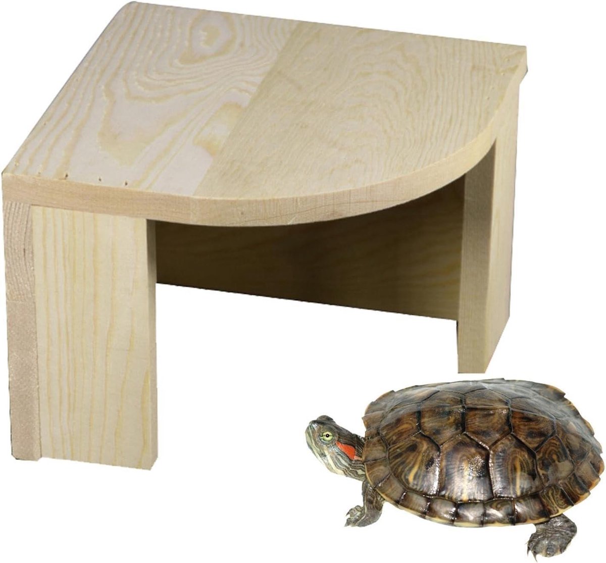 Reptielen Grot - Houten Schuilplaats - Terrarium Inrichting - Koelte en Zonnezone - 20x20x14 cm - Houtkleur