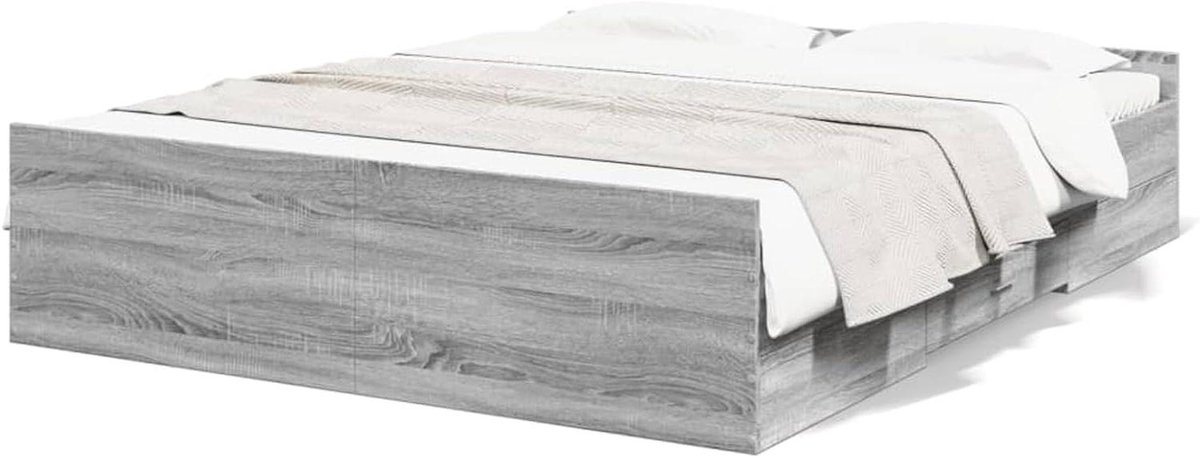 Bedframe met laden - Modern bed - Opbergen slaapkamer - Robuust meerlaags hout - 160x200 cm - Grijs