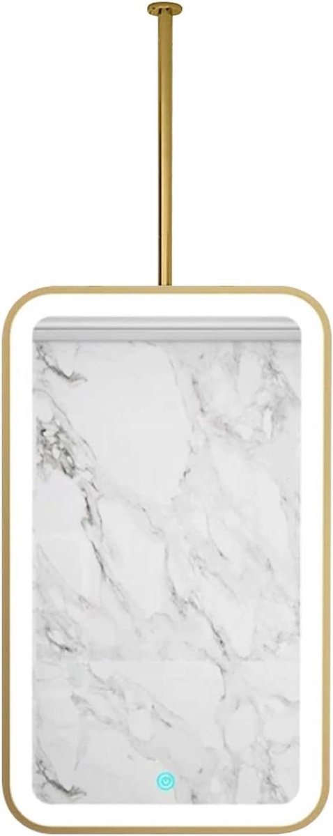 Plafond Spiegel - Wandspiegel Goud - Interieur Decoratie - 3-kleurige LED - 50x60cm - Goudkleurig