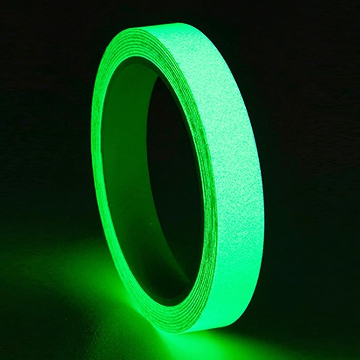 Fluorescerende Plakband 10m x 1cm in Luminous Groen voor Veiligheid, Trapmarkering en Wanddecoratie