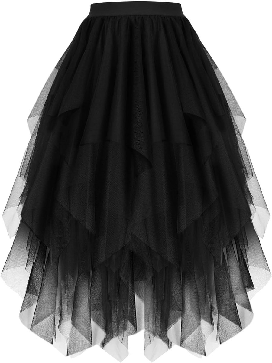 Elegante Tulle Rok voor Dames met Hoog-Laag Design, Laagjes en A-lijn Midi Stijl voor de Zomer, Perfect voor Feestjes en Casual Outfits